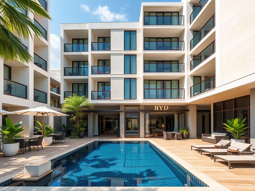 BYD Lofts Boutique Hotel swimming pool and exterior, a luxury apartment-style Phuket guest friendly hotel BYD Lofts Boutique Hotel swimming pool and exterior, a luxury apartment-style Phuket guest friendly hotel