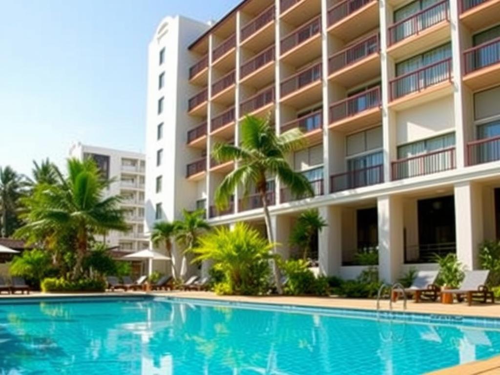 Baan Karon Resort swimming pool and exterior, a mid-range Phuket guest friendly hotel in Karon Baan Karon Resort swimming pool and exterior, a mid-range Phuket guest friendly hotel in Karon