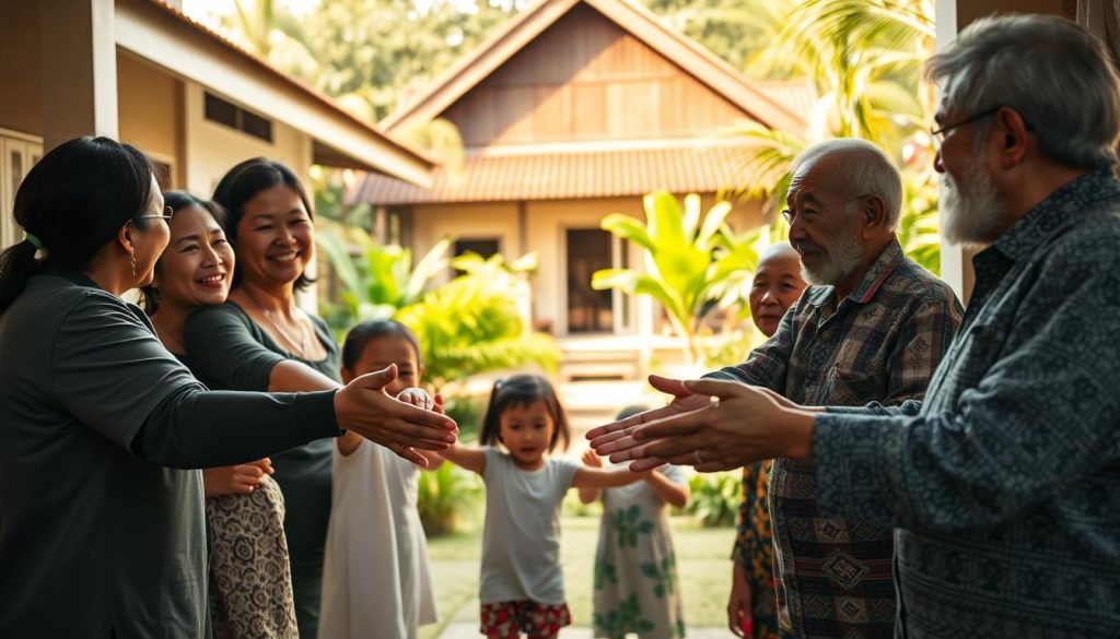 Cambodian family with foreign partner
