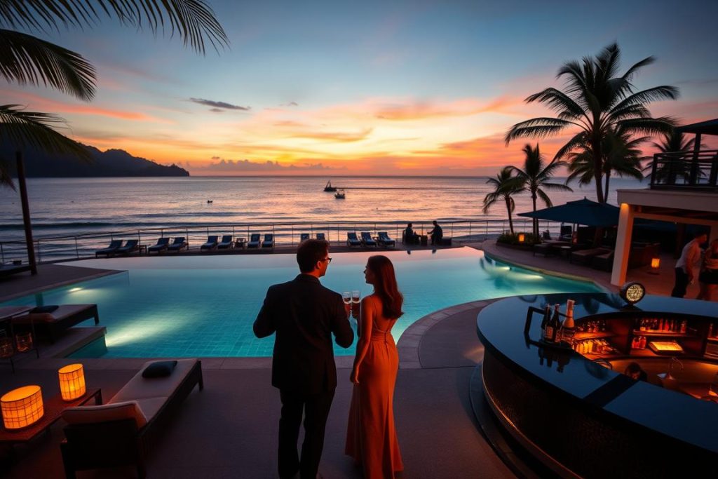 Elegant beach club in Phuket with infinity pool and ocean view