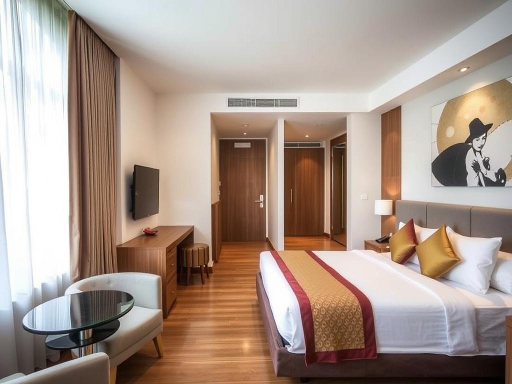 Interior of a modern hotel room at Sleep with Me Hotel in Patong