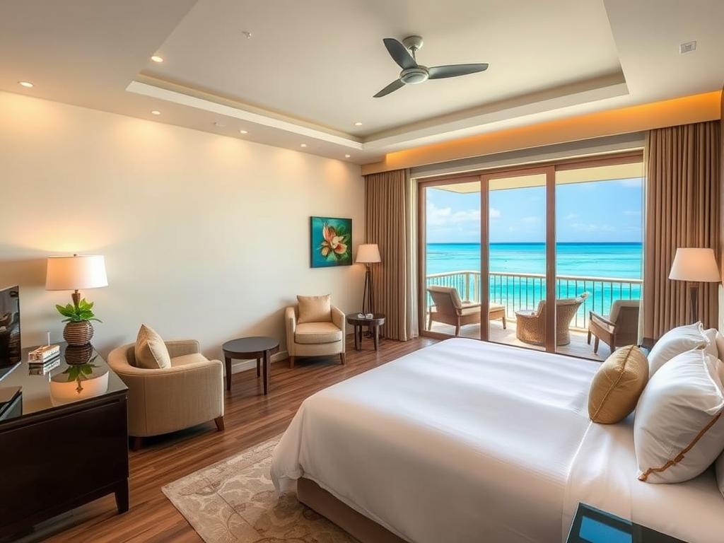 Luxury beachfront resort room with private balcony in Phuket