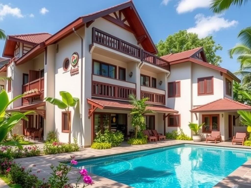 Manohra Cozy Resort swimming pool and garden, a charming mid-range Phuket guest friendly hotel in Karon Manohra Cozy Resort swimming pool and garden, a charming mid-range Phuket guest friendly hotel in Karon