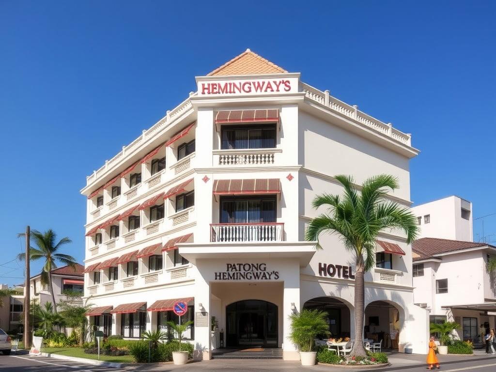 Patong Hemingway's Hotel exterior view, a popular Phuket guest friendly hotel near Bangla Road Patong Hemingway's Hotel exterior view, a popular Phuket guest friendly hotel near Bangla Road