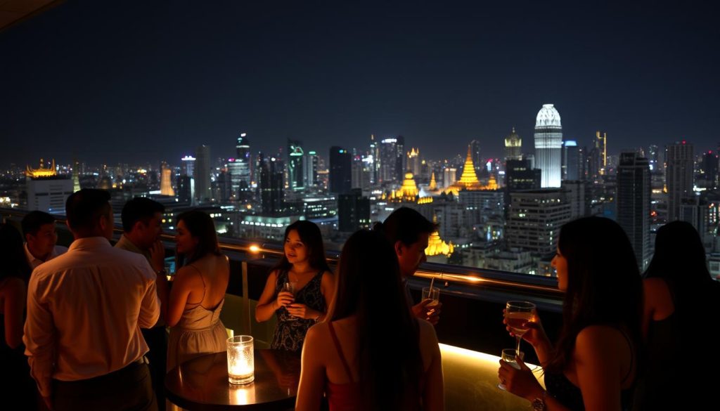 Rooftop bar in Bangkok with skyline view mentioned in Bangkok dating guide