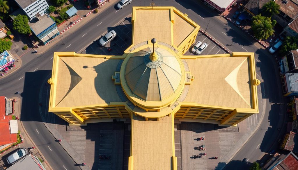 Aerial view of the distinctive Art Deco Central Market (Phsar Thmei) in Phnom Penh - things to do Phnom Penh