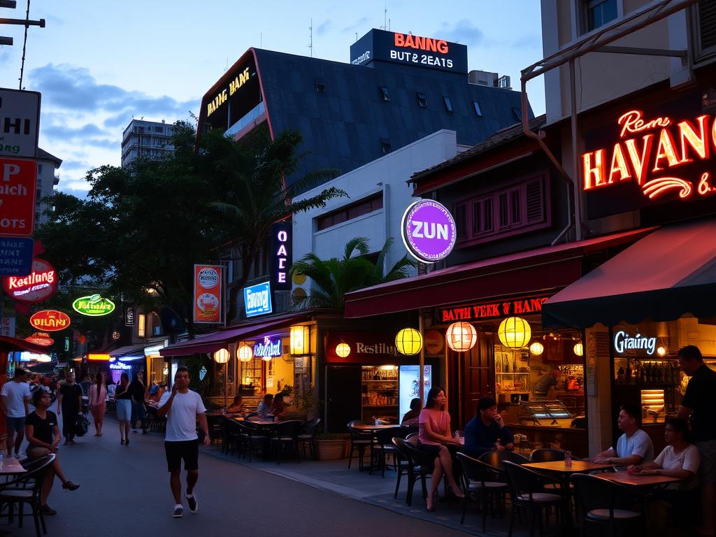 An Thuong street in Da Nang with nightlife venues, popular area for best hotels da nang dating