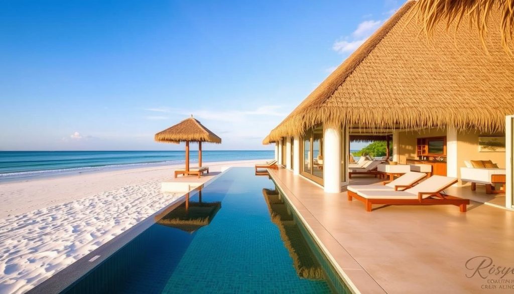 Beachfront villa with private pool at The Royal Sands Koh Rong, best hotels Cambodia dating