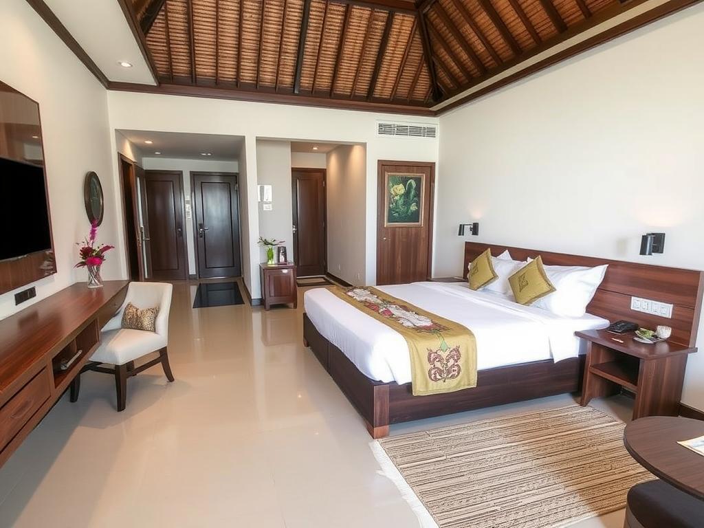 Bedroom at Bali Chaya Hotel Legian showing private accommodations for best hotels bali dating