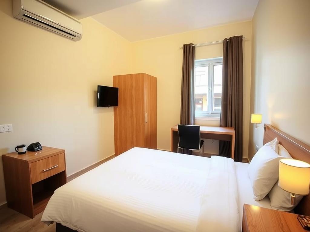 Budget-friendly room at Kokomos Hotel located directly on Fields Avenue