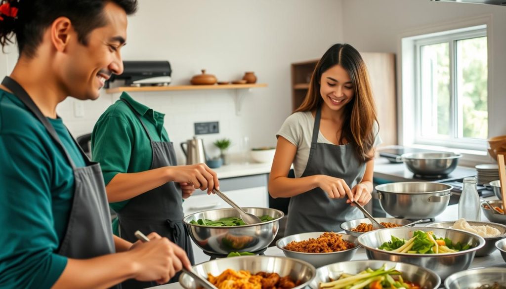 Couple at Cambodian cooking class