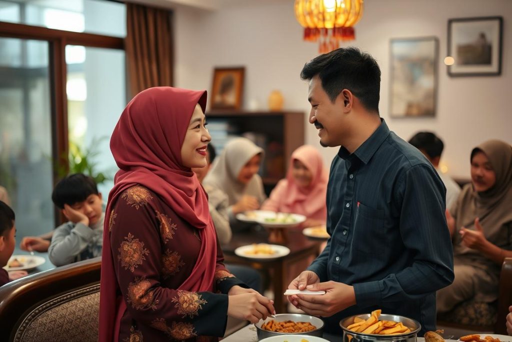Couple attending a family gathering in Jakarta, showing hidden social costs of dating in Jakarta