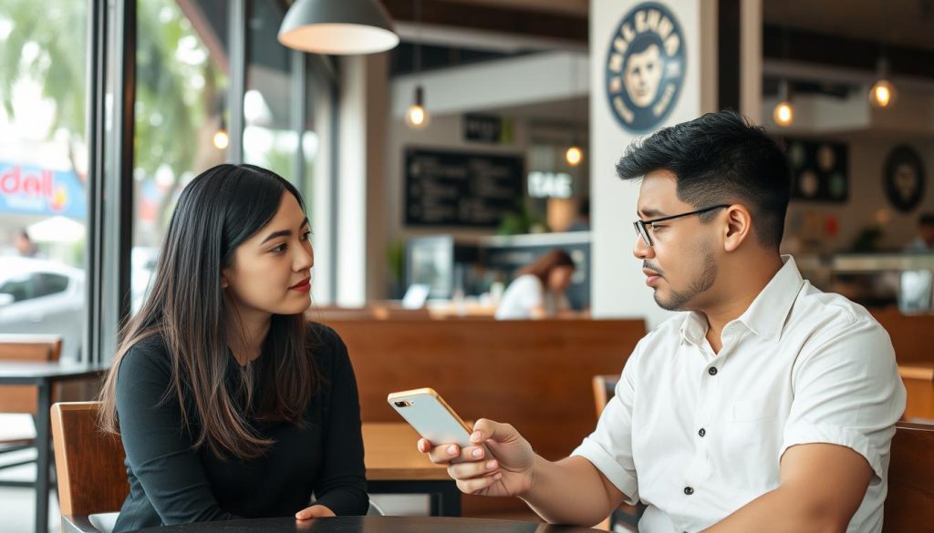 Couple discussing financial expectations in Manila Couple discussing financial expectations in Manila