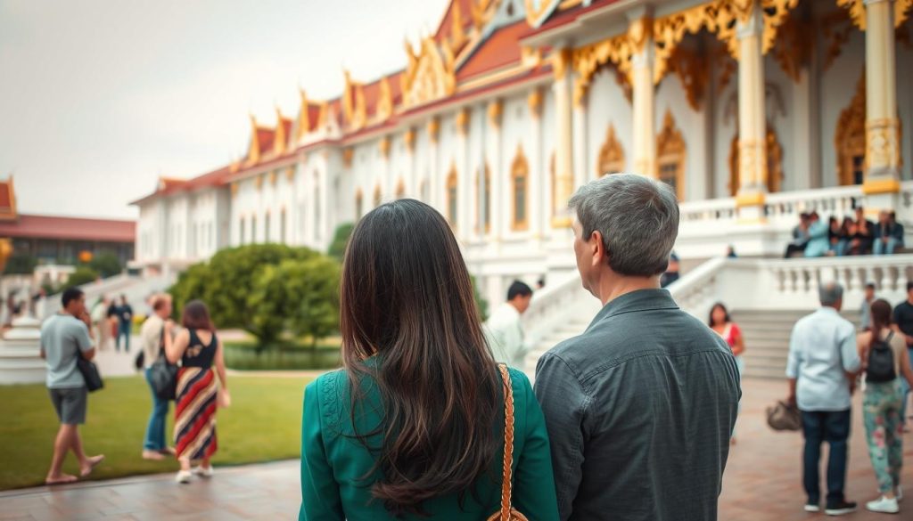 Couple enjoying a cultural experience at Royal Palace in Phnom Penh