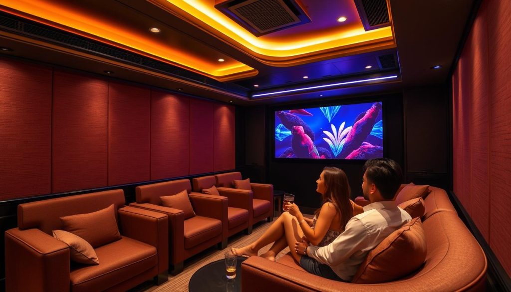 Couple enjoying a private karaoke room in Jakarta