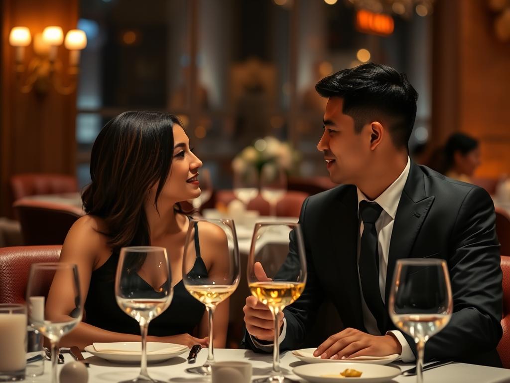 Couple enjoying dinner at a romantic restaurant in Manila