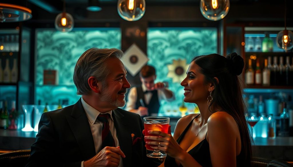 Couple enjoying drinks at a stylish bar in Poblacion, Manila
