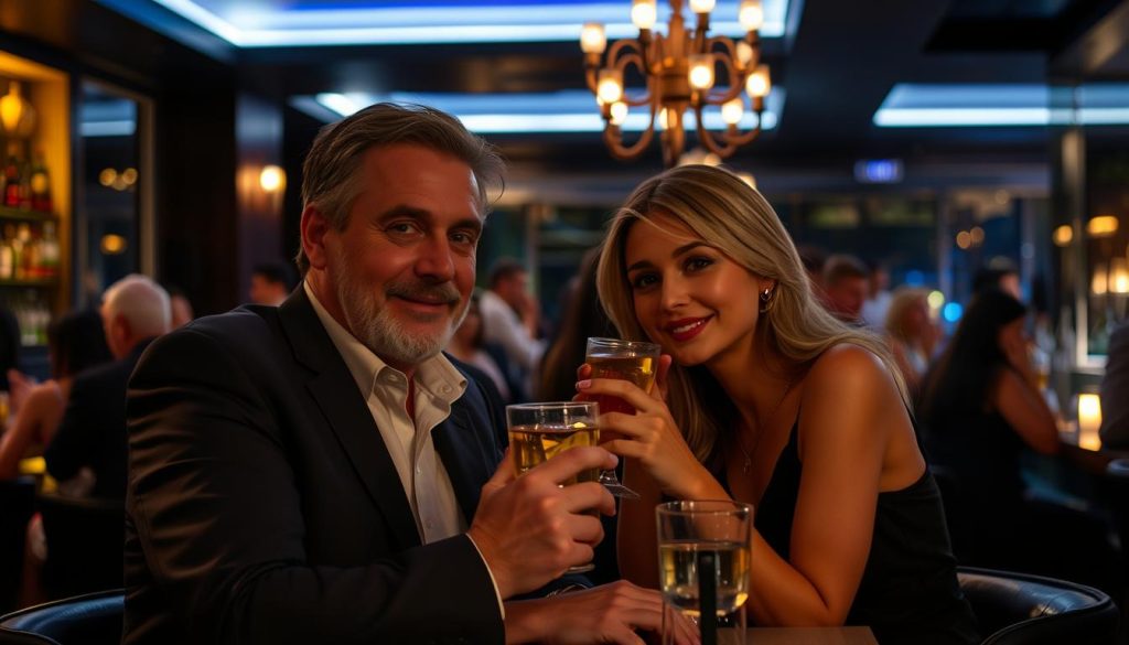 Couple enjoying nightlife at a sophisticated bar in Nimmanhaemin area of Chiang Mai