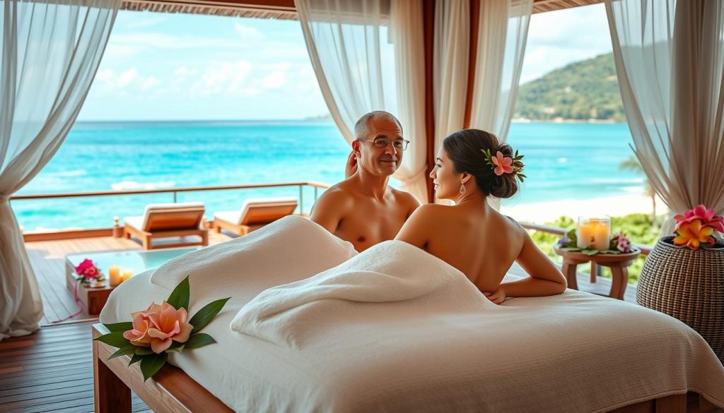 Couple enjoying spa treatment at a luxury resort in Phuket