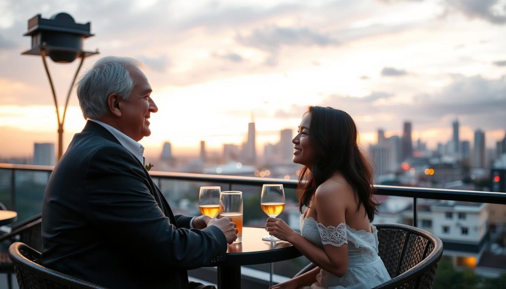 Couple enjoying sunset in Angeles City after meeting through dating app