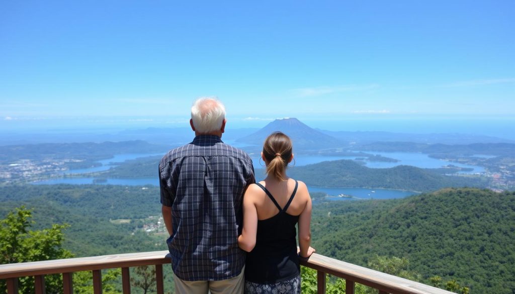 Couple enjoying the view of Taal Volcano in Tagaytay