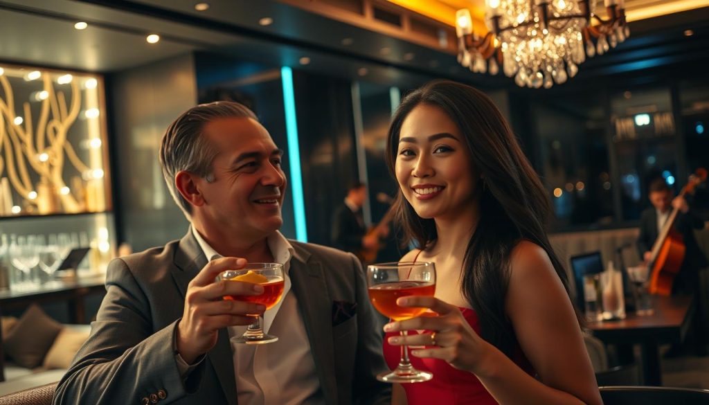 Couple enjoying upscale nightlife at a sophisticated lounge in Angeles City - things to do in Philippines