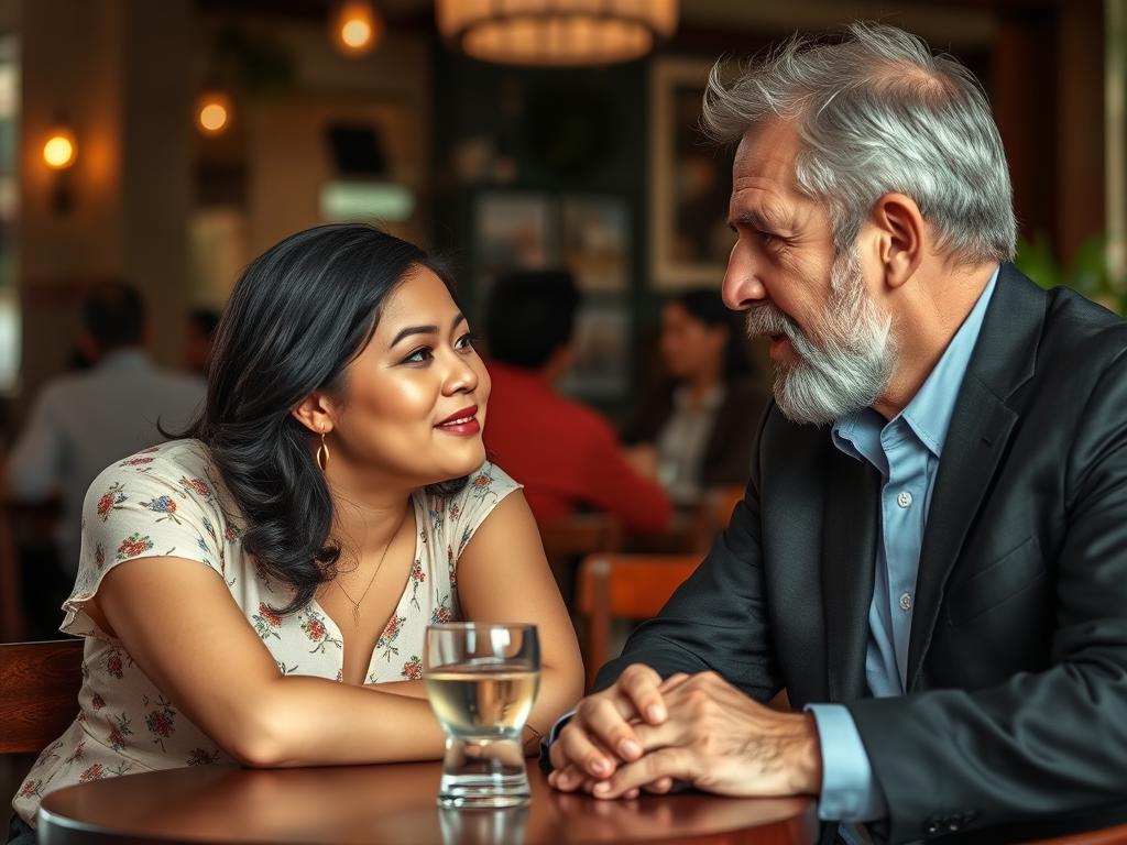 Couple having a conversation at a cafe in Angeles City