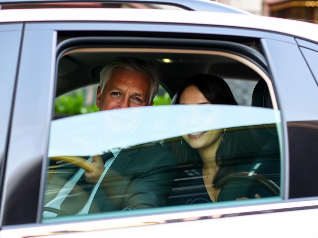 Couple in a private car service in Chiang Mai