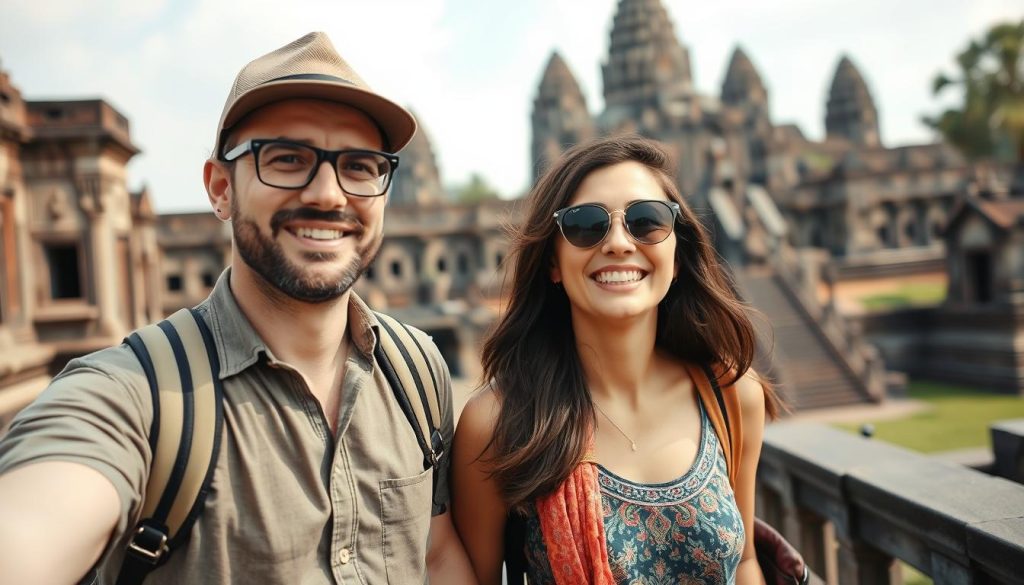 Couple on Angkor Wat tour