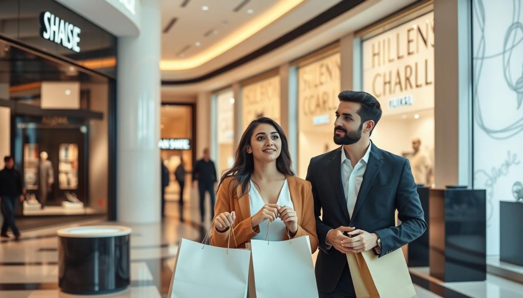 Couple shopping at a luxury mall in Jakarta, representing mall date expenses in Jakarta's dating scene