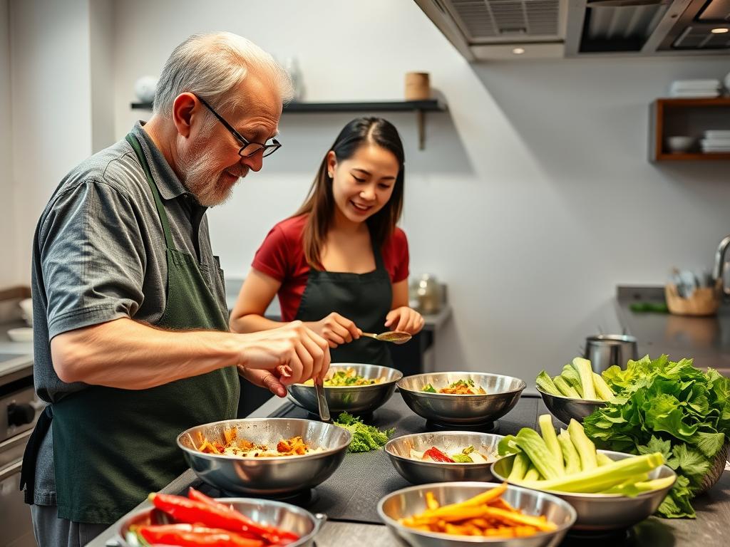 Couple taking Vietnamese cooking class in Da Nang
