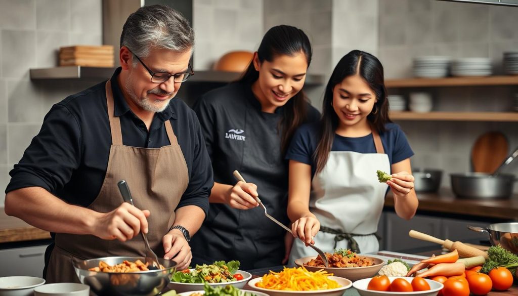 Couple taking private Filipino cooking class with chef - cultural things to do in Philippines