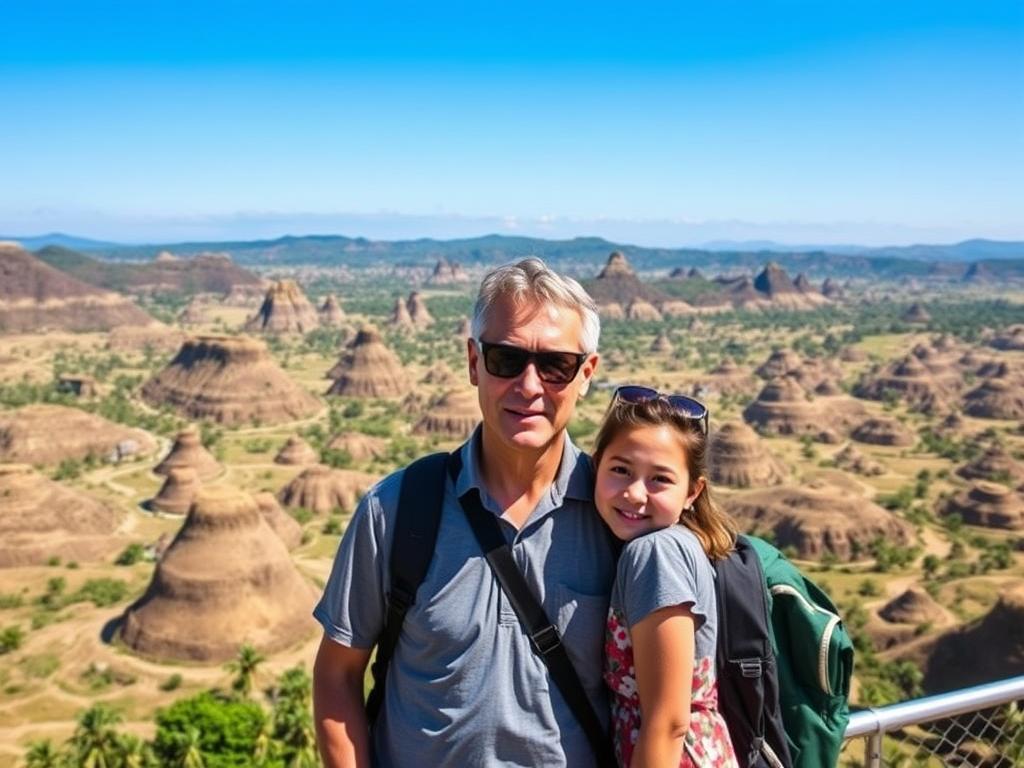 Couple viewing the famous Chocolate Hills in Bohol - unique things to do in Philippines