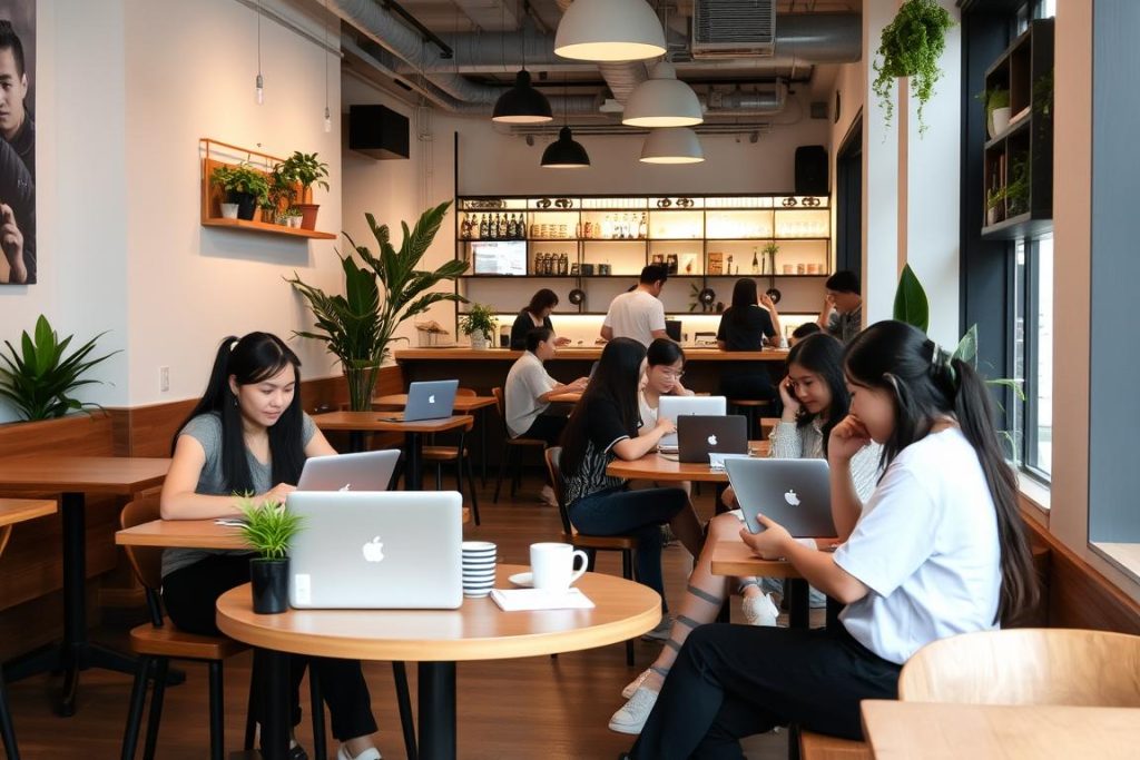Cozy café in Angeles City where younger women often gather to study and socialize