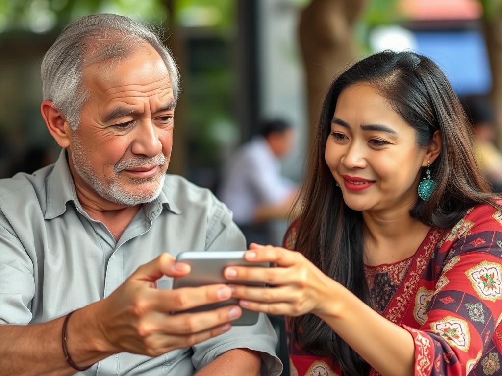 Cultural exchange between Western man and Thai woman in Pattaya