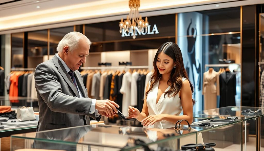 Elegant couple shopping at a luxury mall in Jakarta