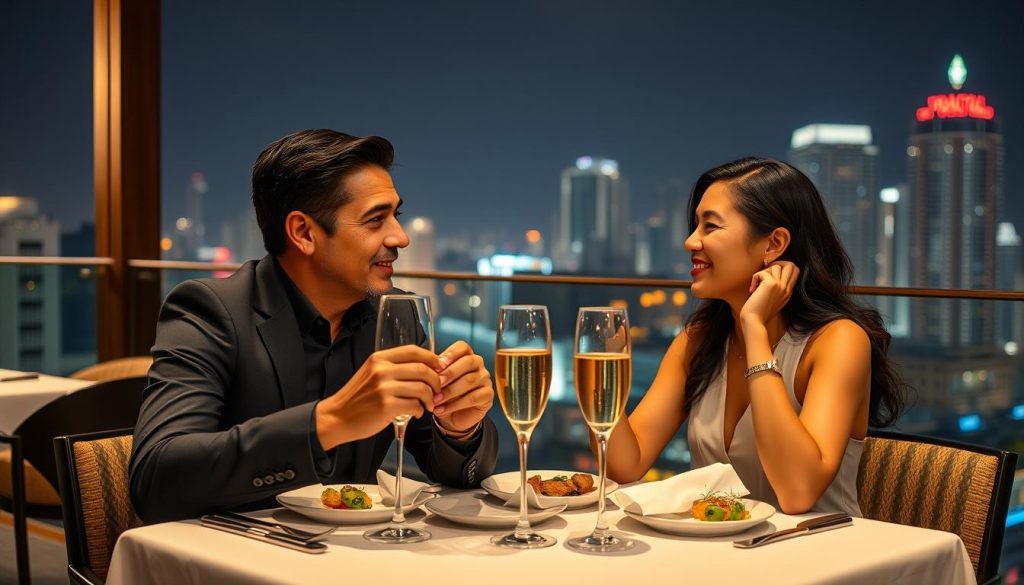 Elegant rooftop dining experience in BGC, Manila with city lights view - romantic things to do in Philippines