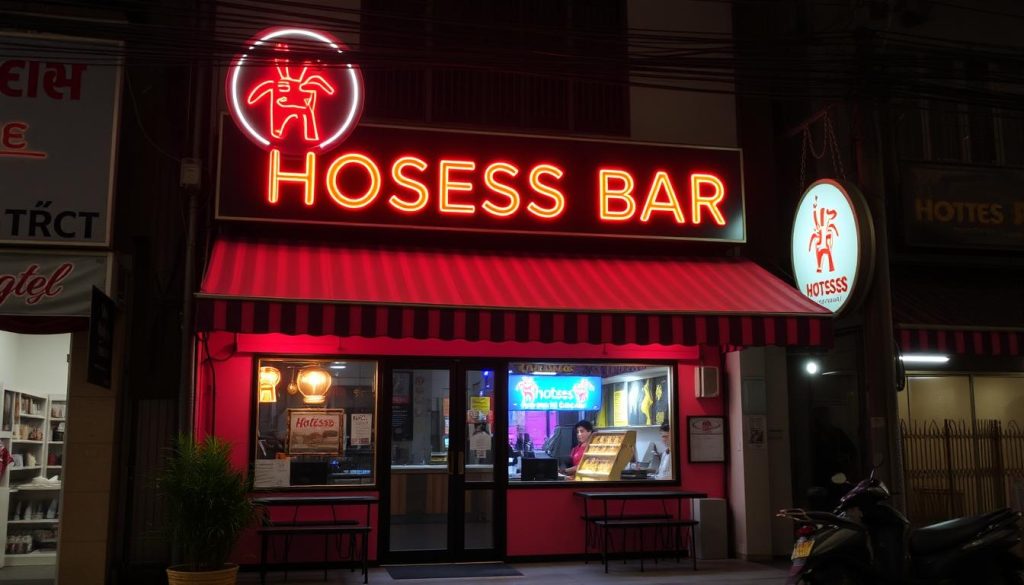 Exterior of a typical hostess bar in Cambodia