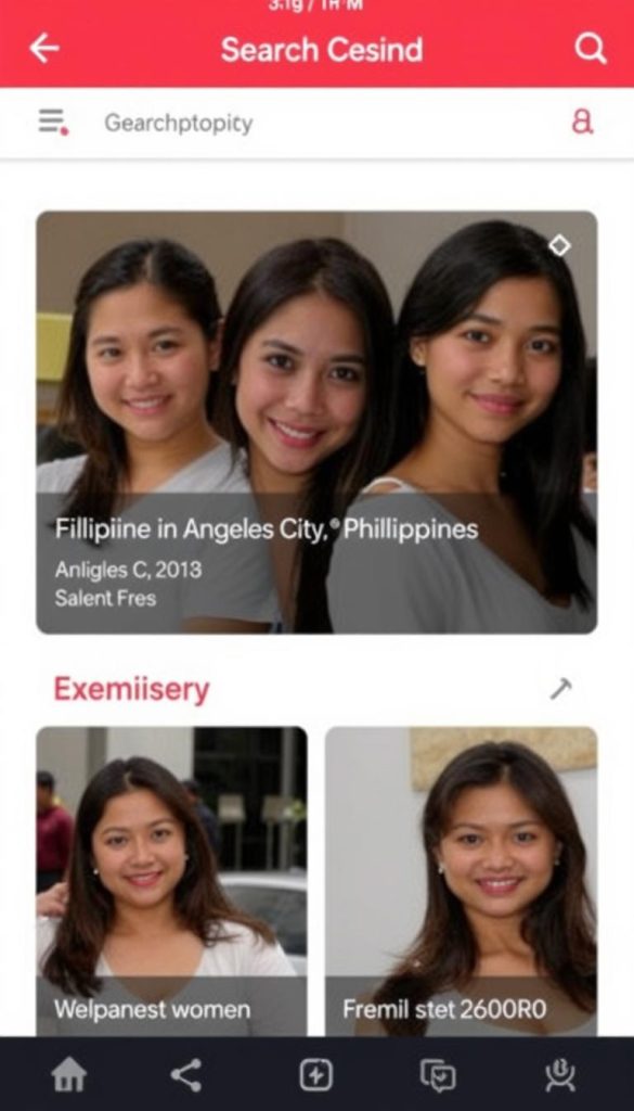 FilipinoCupid app interface showing profiles of younger women from Angeles City