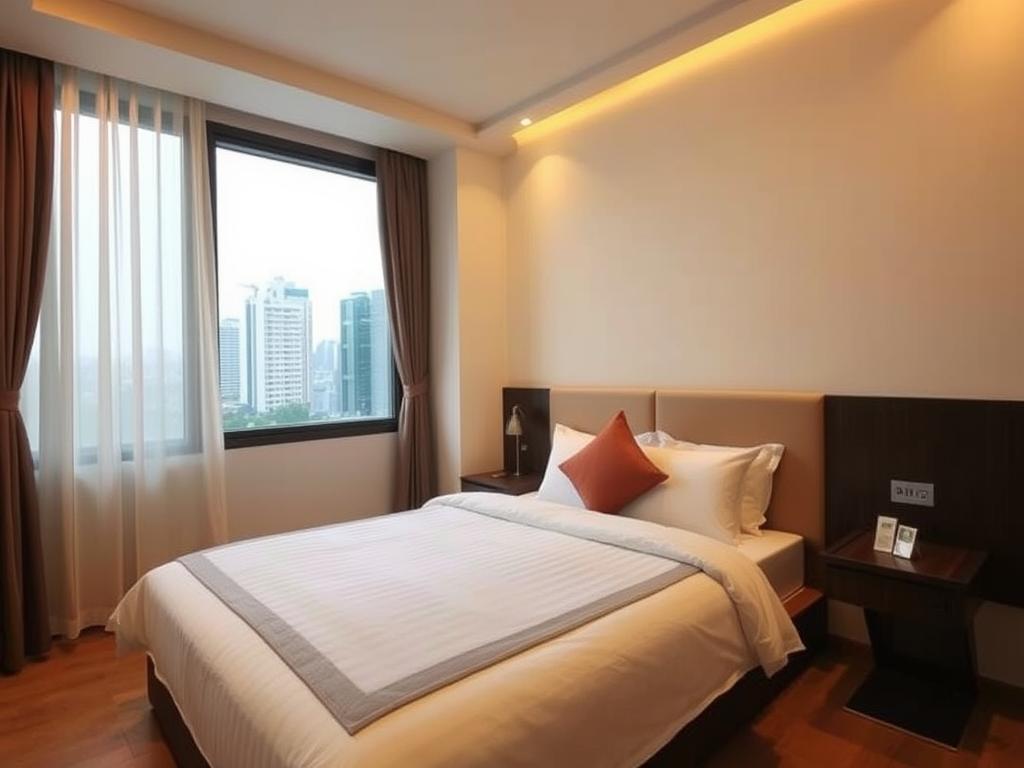 Hanoi Chic Boutique Hotel room with comfortable bed and modern amenities, perfect for dating in Hanoi