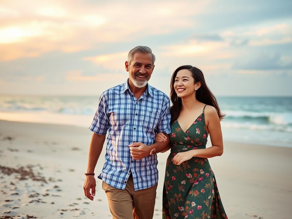 Happy international couple enjoying time together in Da Nang