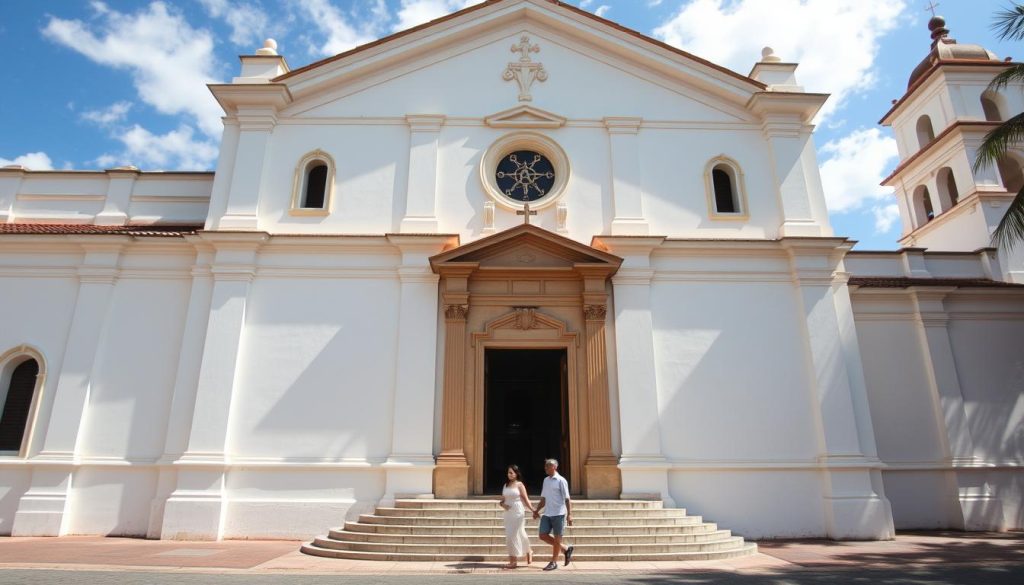 Holy Rosary Parish Church in Angeles City with colonial architecture