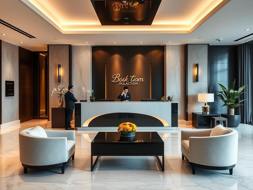 Hotel reception desk in Manila with discreet check-in process