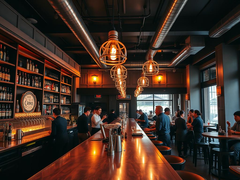 Interior of Standing Bar showing craft beer taps and social atmosphere
