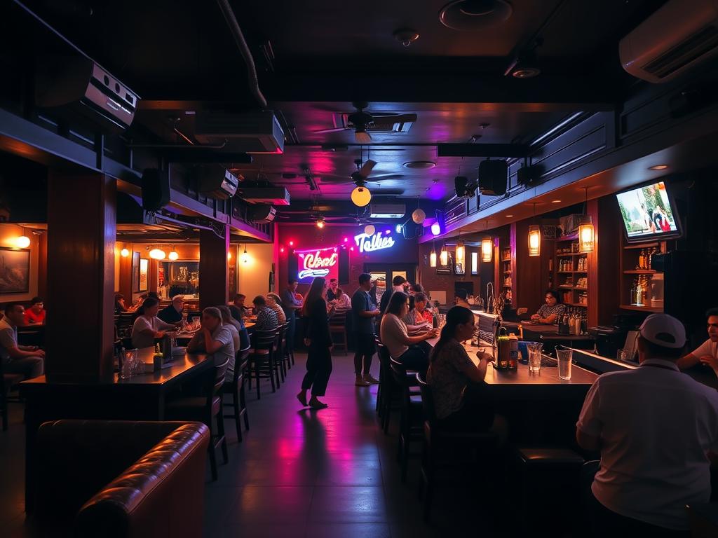 Interior of a popular bar on Pub Street in Siem Reap showing the dating nightlife atmosphere