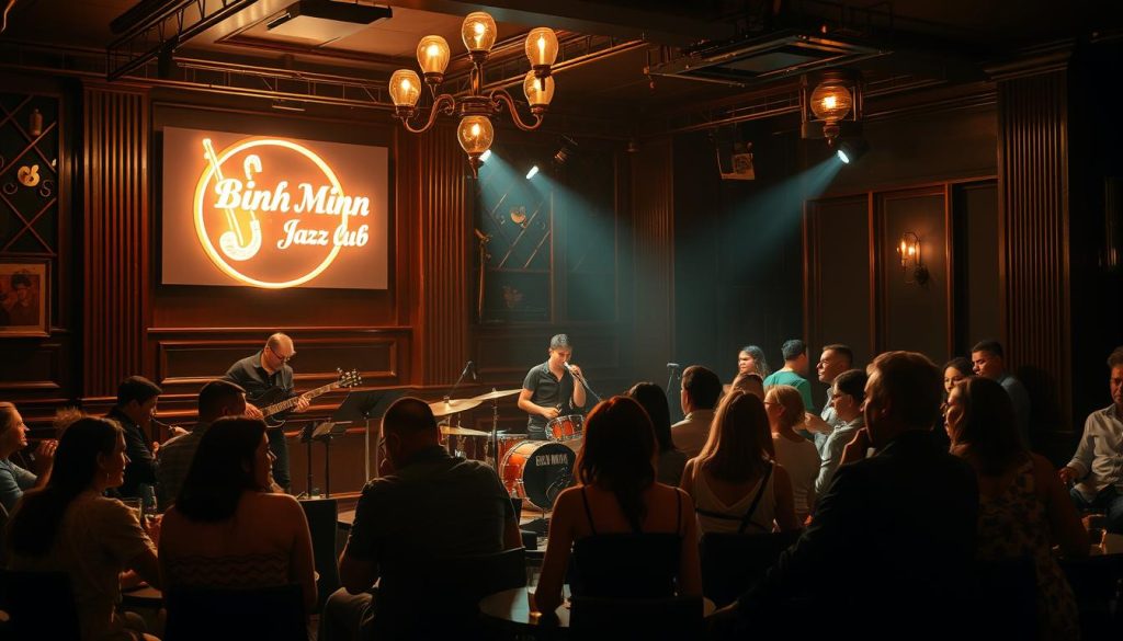 Jazz performance at Binh Minh Jazz Club in Hanoi with intimate audience setting