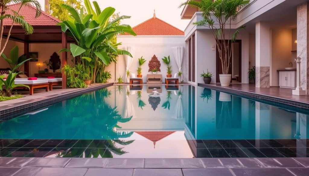 La Rose Suites pool and spa area in Phnom Penh