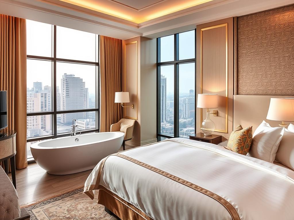 La Sinfonía Majesty Hotel luxury room with city view, one of the best hotels hanoi dating options