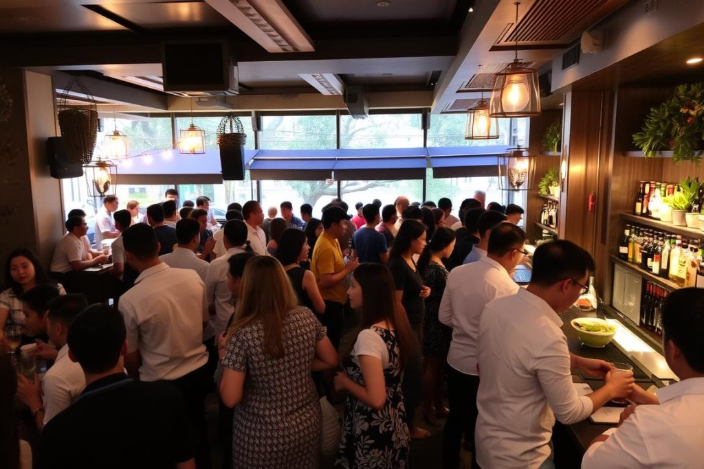 Lively Kemang bar with mixed crowd of locals and expatriates enjoying Jakarta nightlife