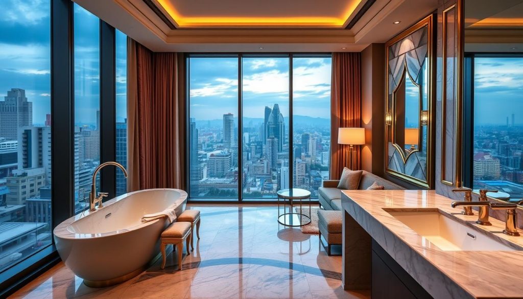 Luxurious room at The Reverie Saigon with panoramic city views - upscale accommodation for things to do in Vietnam